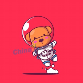 卡通宇航员小熊插画设计